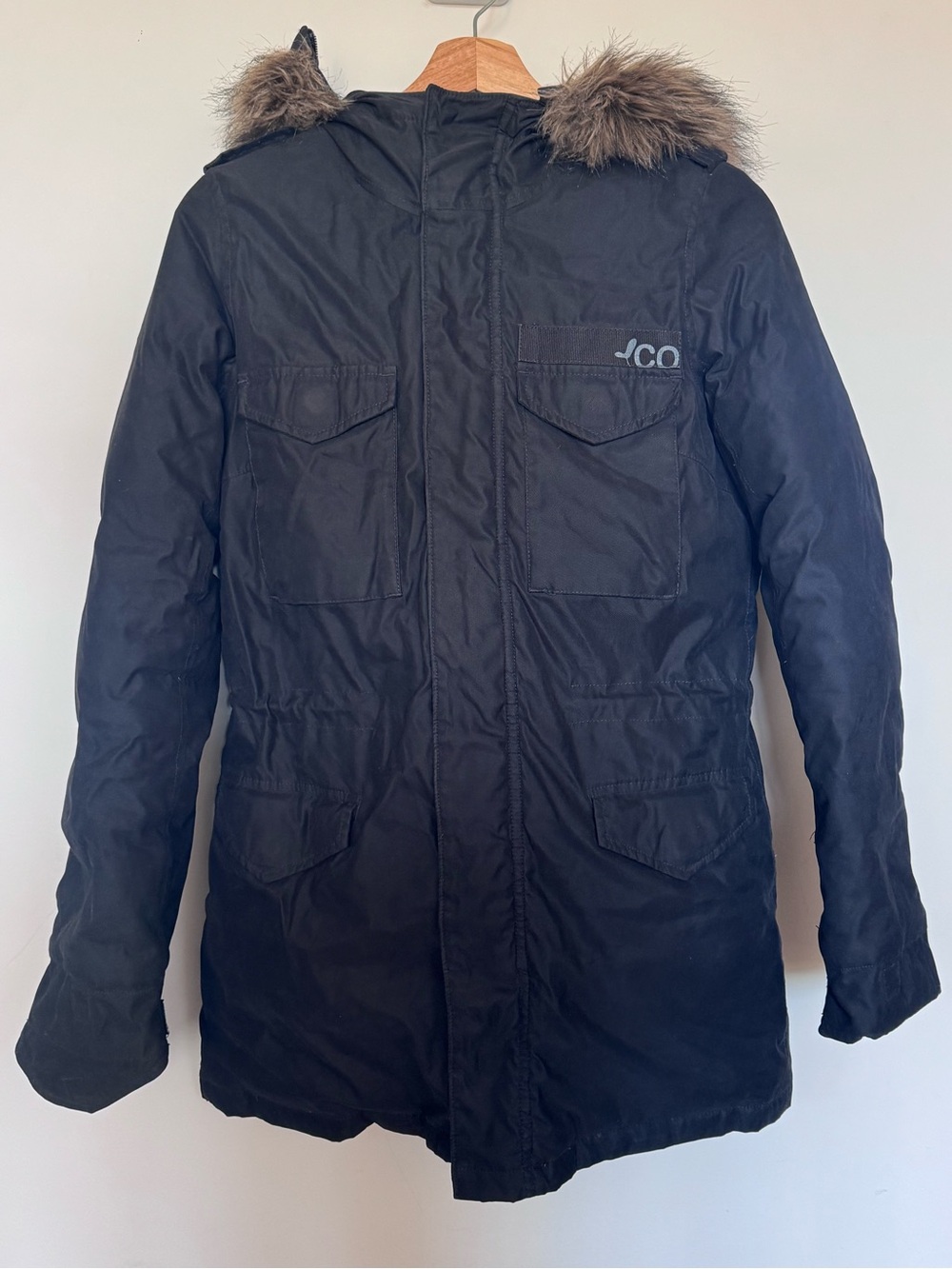 Community by Aritzia Black Goose Down Parka Jacket with Fur Hood